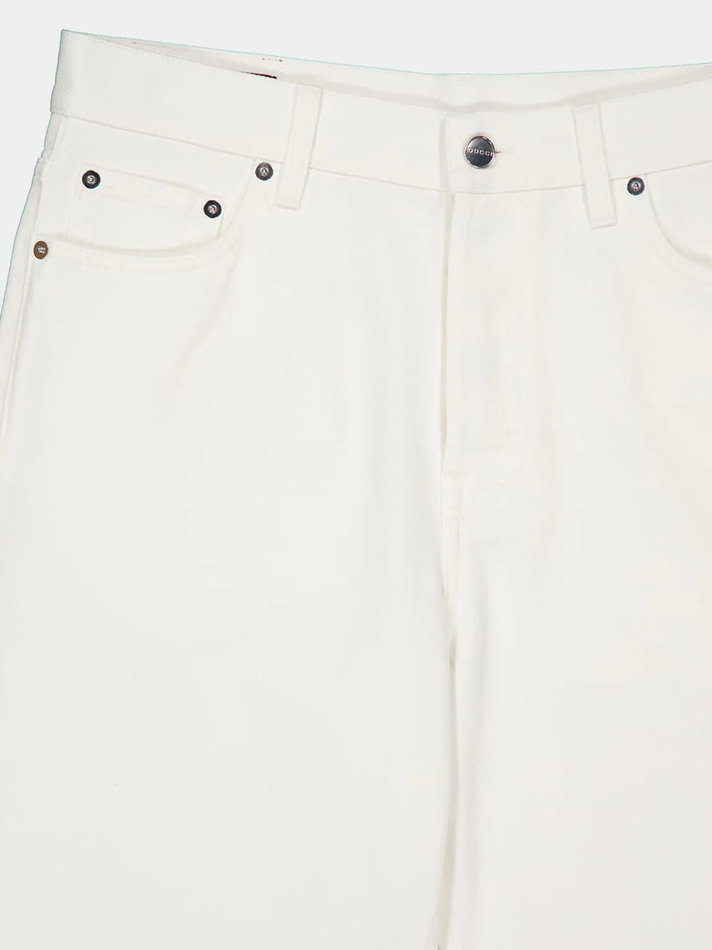 White Straight-Leg Denim Jeans - Image 3