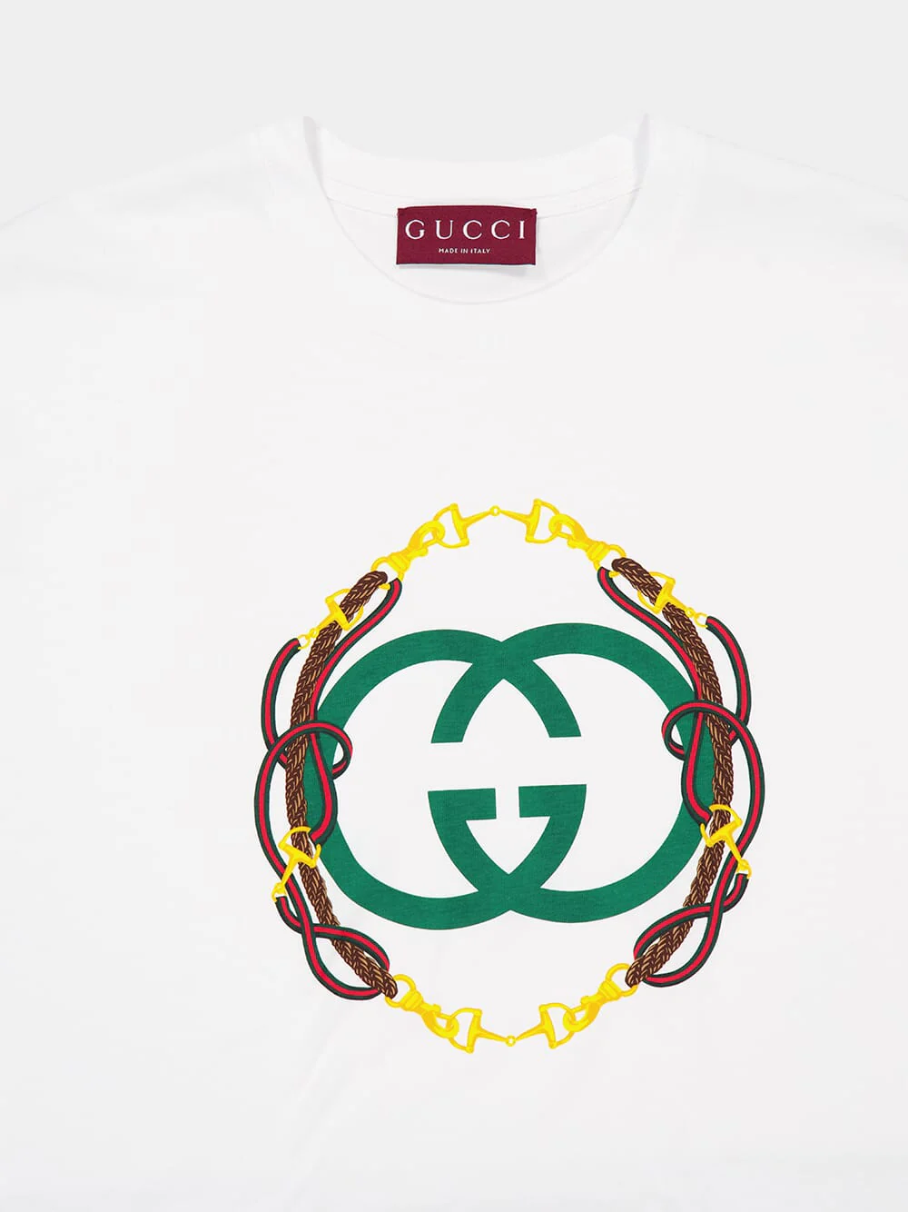 White T-Shirt with Interlocking G Print - Image 3