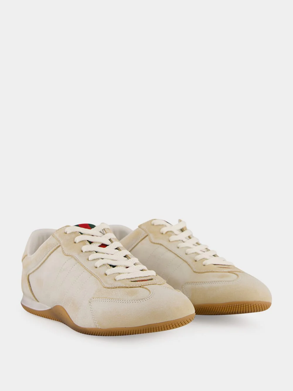 White Washed Leather GG Shift Sneakers - Image 3