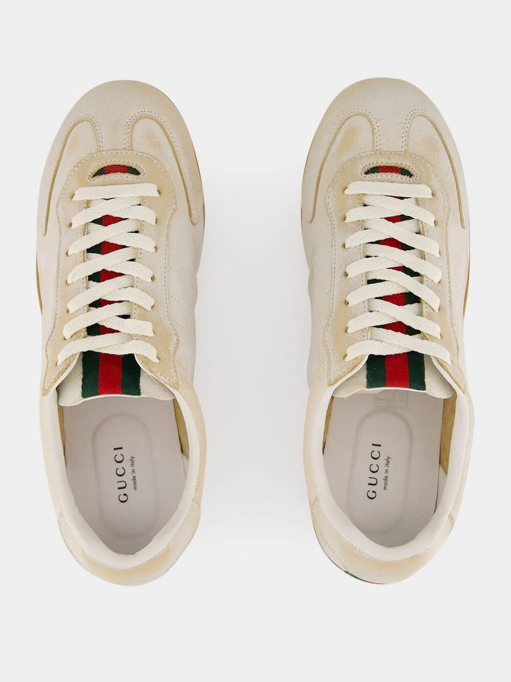 White Washed Leather GG Shift Sneakers - Image 4