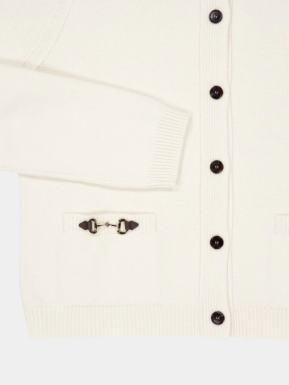 White Wool Cashmere Cardigan with Horsebit - Image 4