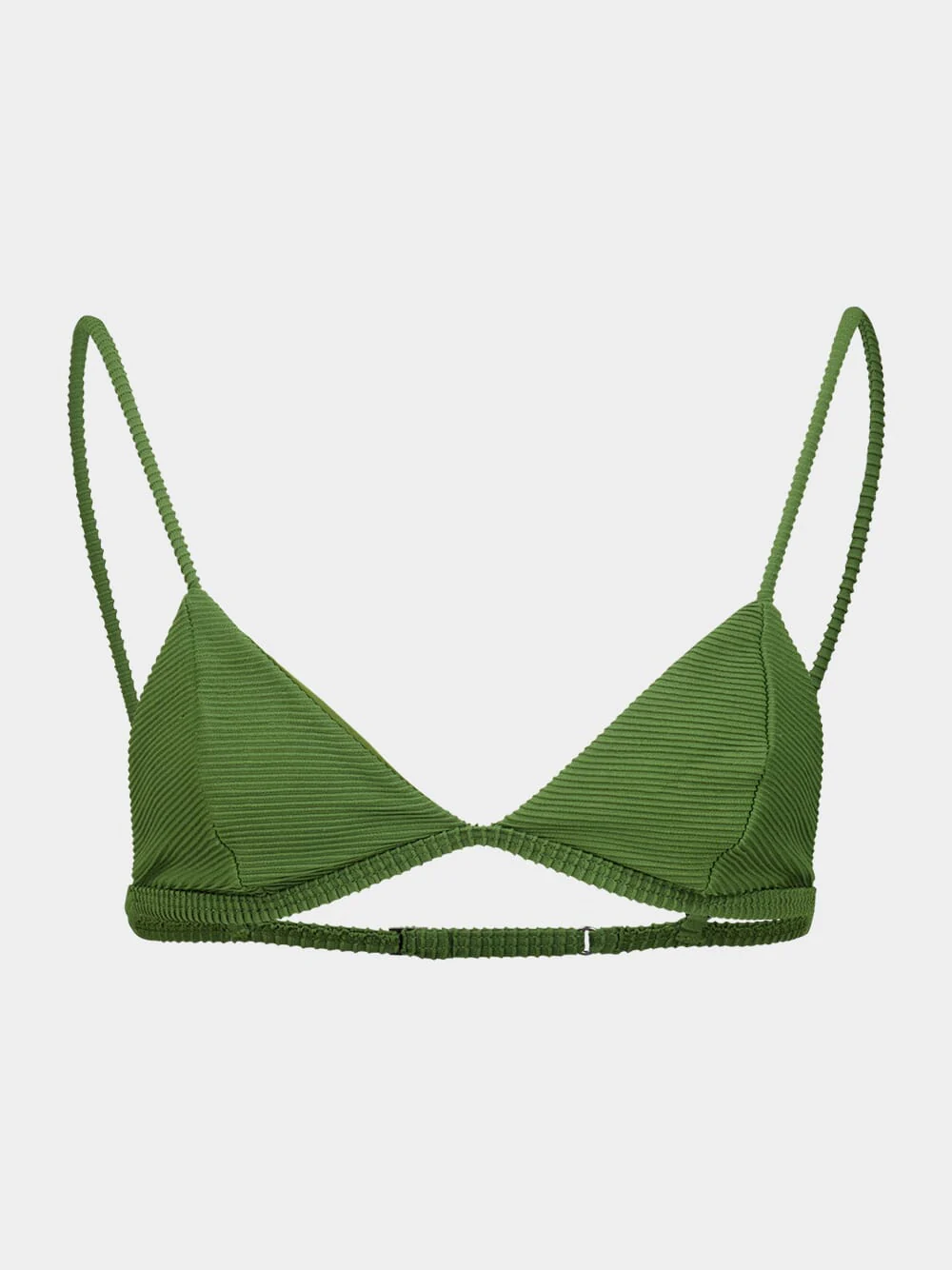 Olive Green Ribbed Lari Bikini Top