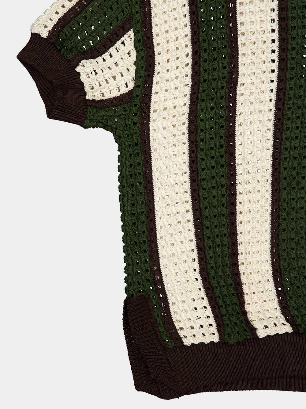 Olive Striped Open-Knit Polo - Image 5