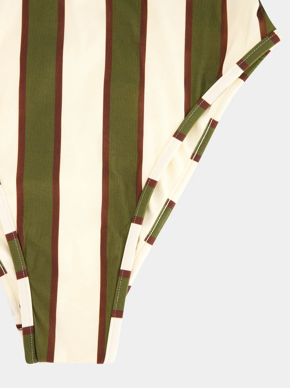Thidu Piping Swimsuit in Olive Stripes - Image 5