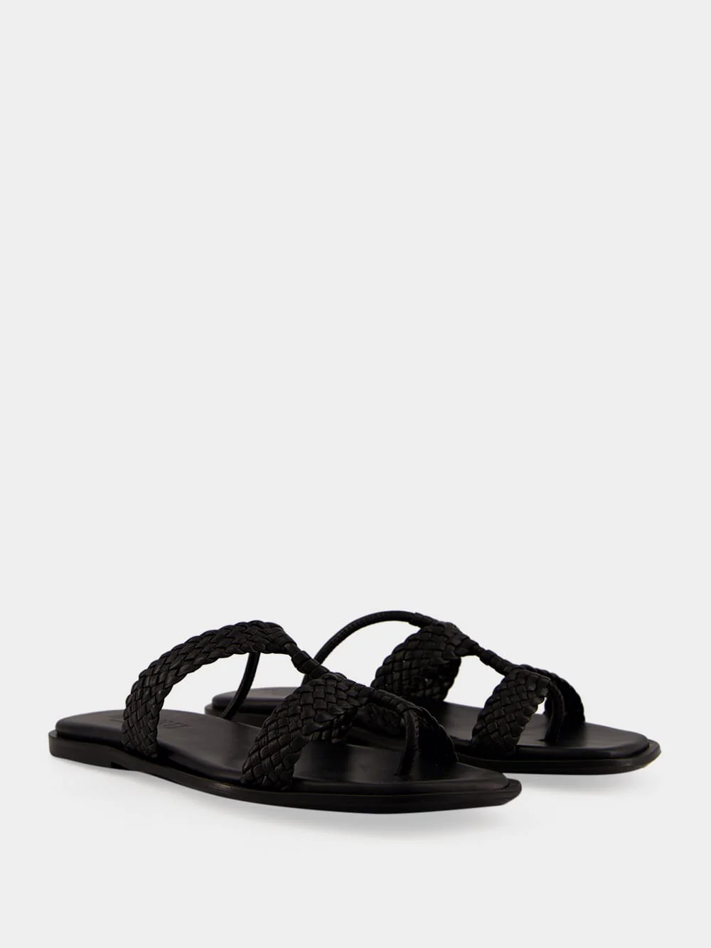 Black Lina Woven Strappy Toe-Post Sandal - Image 3