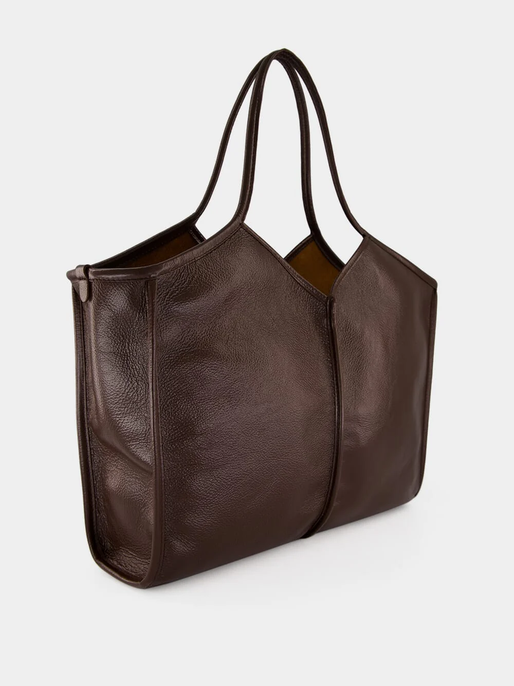 Dark Brown Calella Medium Grainy Leather Tote Bag - Image 2