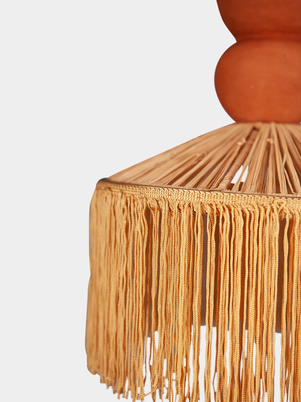 Henriette Raffia Fringed Terracotta Pendant Lamp - Image 3