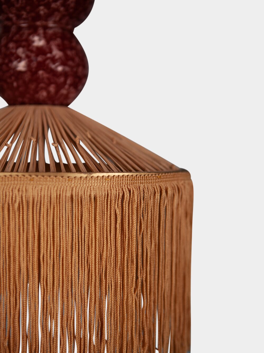 Henriette Raffia Fringed Red Pendant Lamp - Image 2
