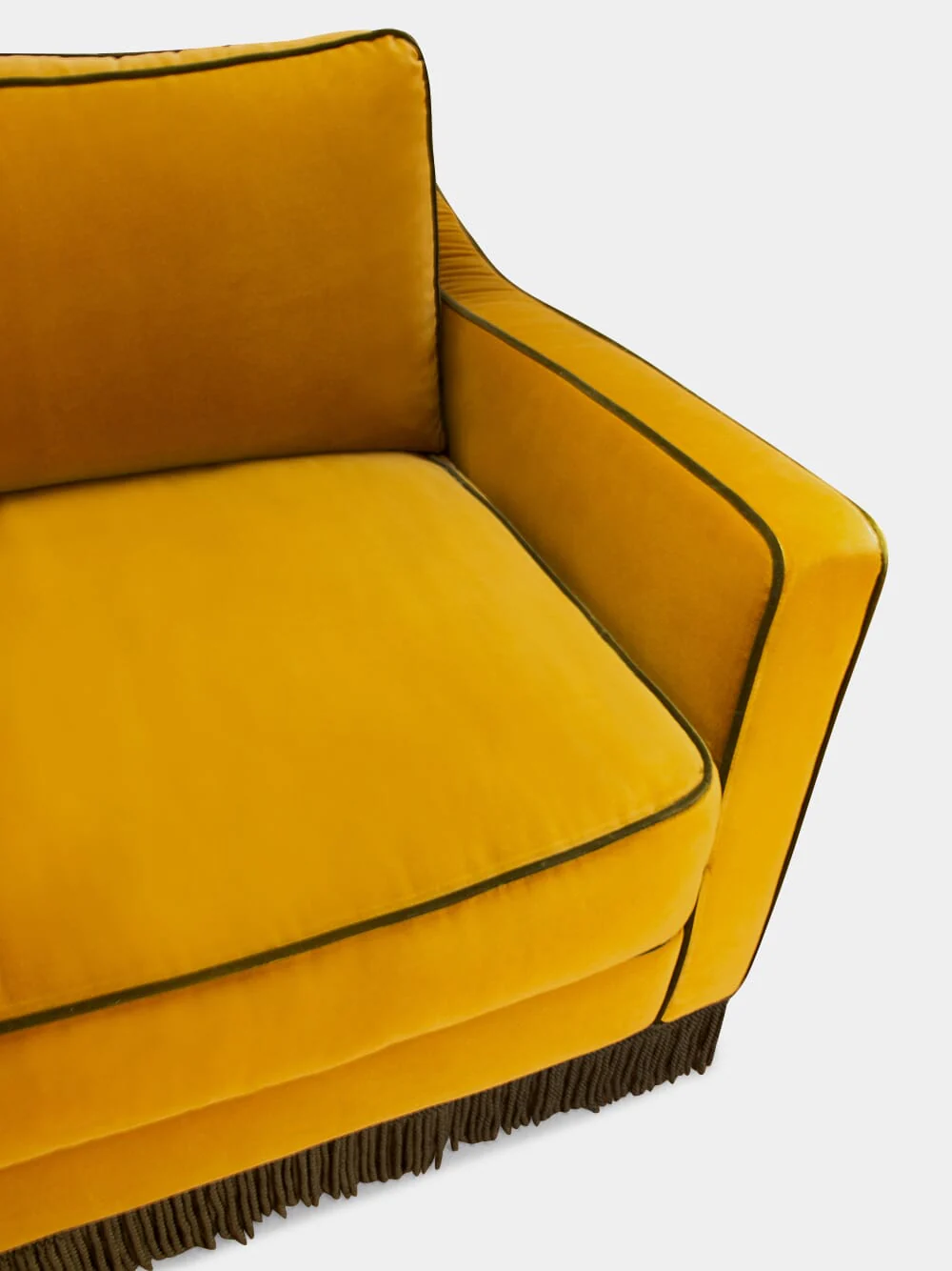 Afonso Yellow and Green Velvet Sofa - Image 4