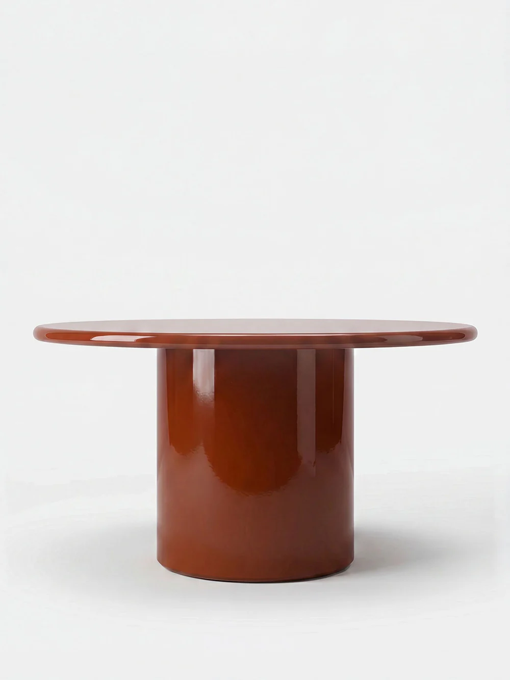 Amendoeira Brick Lacquered Wood Round Dining Table - Image 2