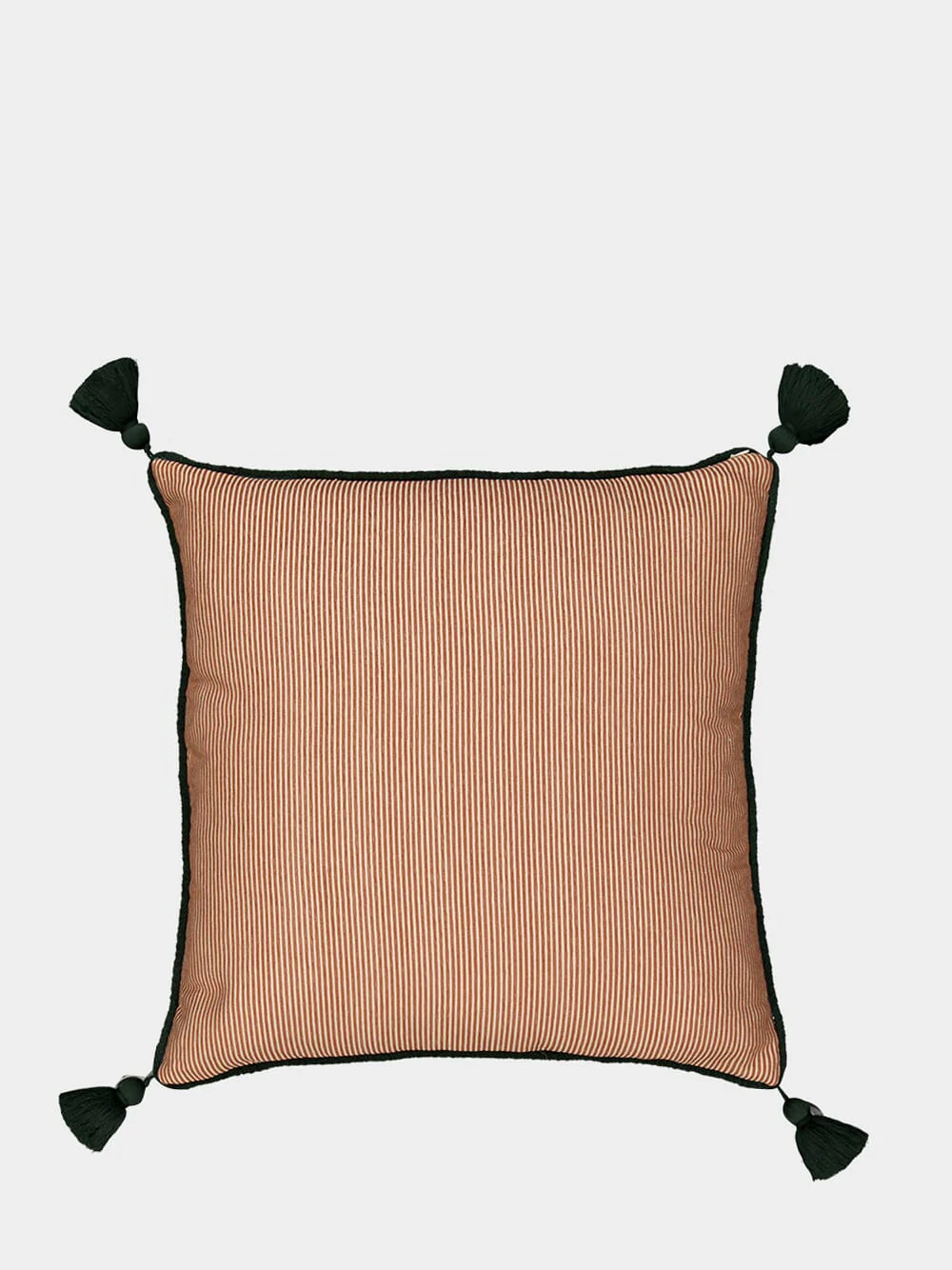 Bourbon Brick Stripped Cotton and Chenille Embroidered Cushion - Image 3