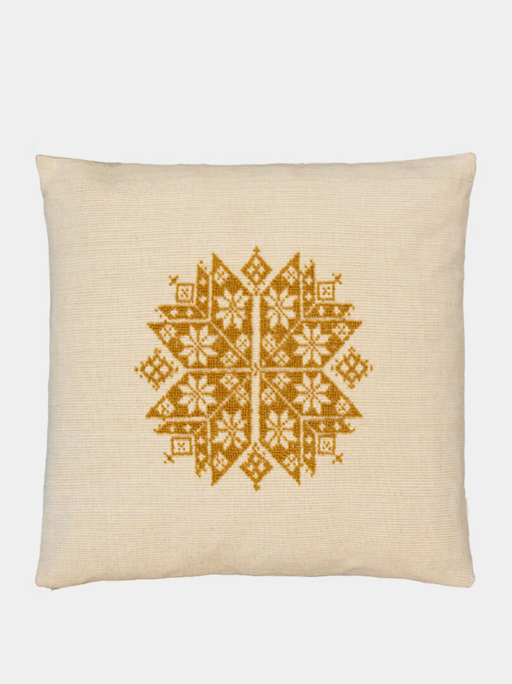 Handmade Augusta Natural and Yellow Cotton and Linen Cushion