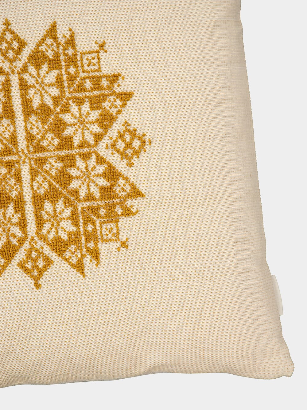 Handmade Augusta Natural and Yellow Cotton and Linen Cushion - Image 4