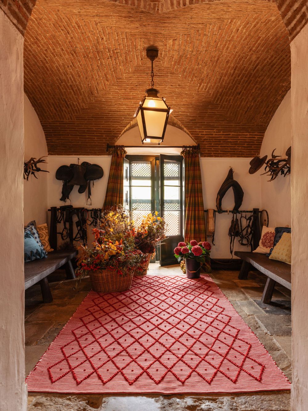 Handmade Sofia Red Mixed Recycled Fibres Rug