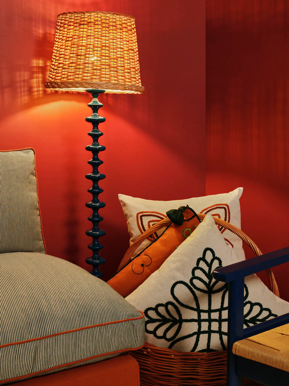 Freixo Blue Wood Floor Lamp Base