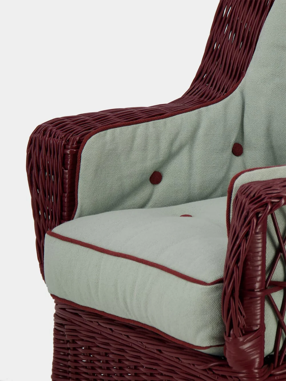 Furnas Light Blue and Bordeaux Linen Seating Cushion