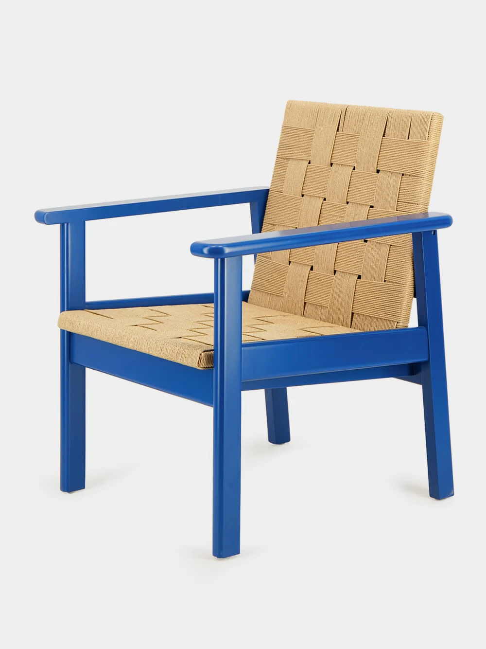 Medeiros Blue Wood and Natural Cord Armchair - Image 3