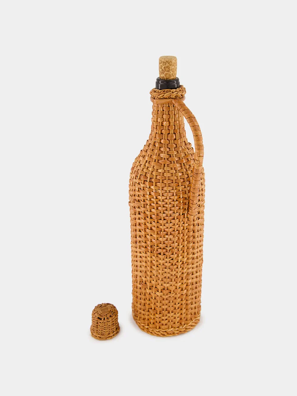 Handmade Camacha Natural Wicker Glass Flask - Image 2