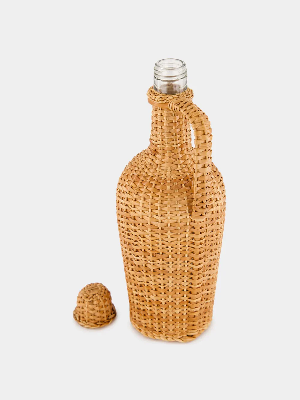 Handmade Camacha Natural Wicker Glass Flask - Image 2