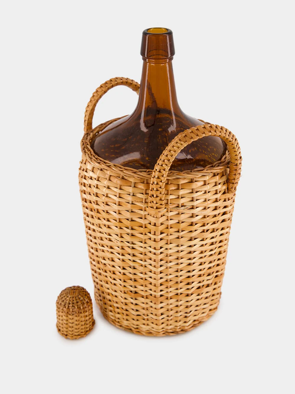 Handmade Camacha Natural Wicker Large Glass Flask - Image 3