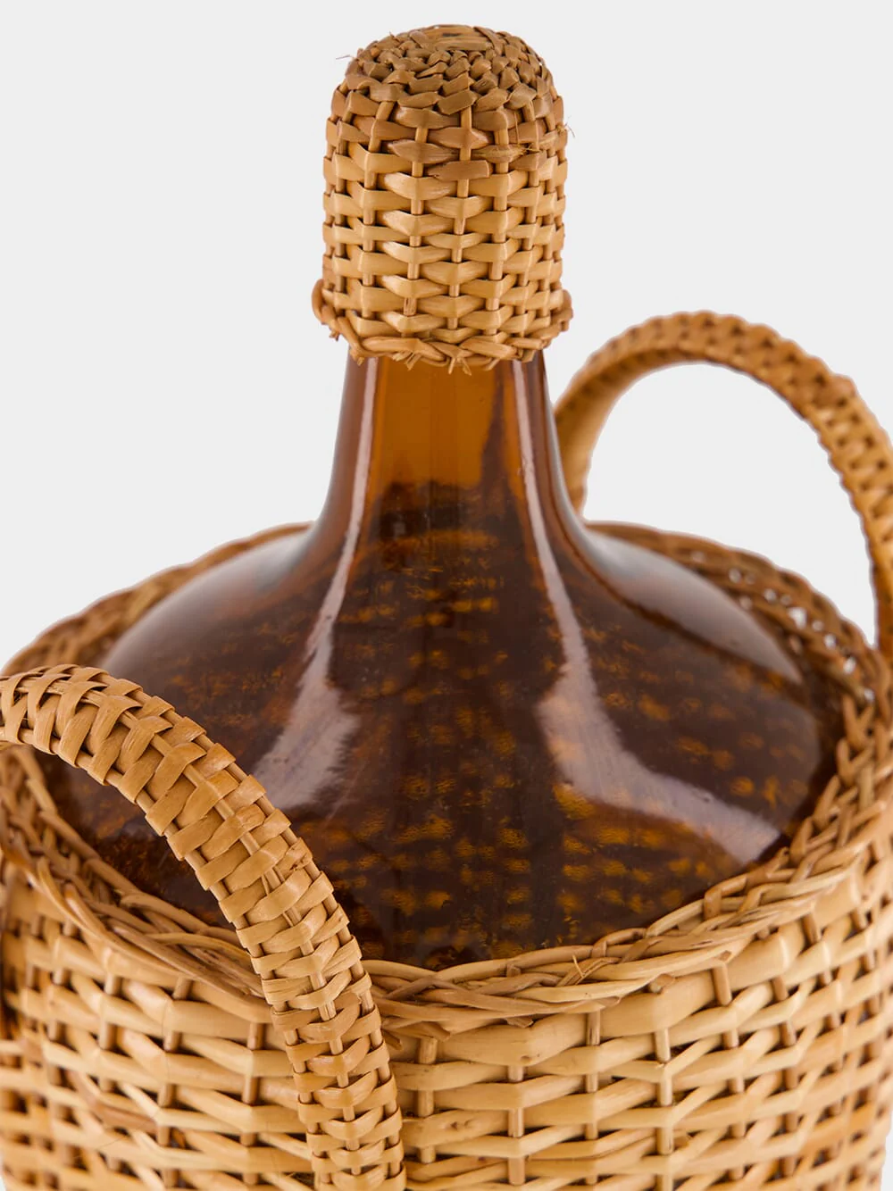 Handmade Camacha Natural Wicker Large Glass Flask - Image 4