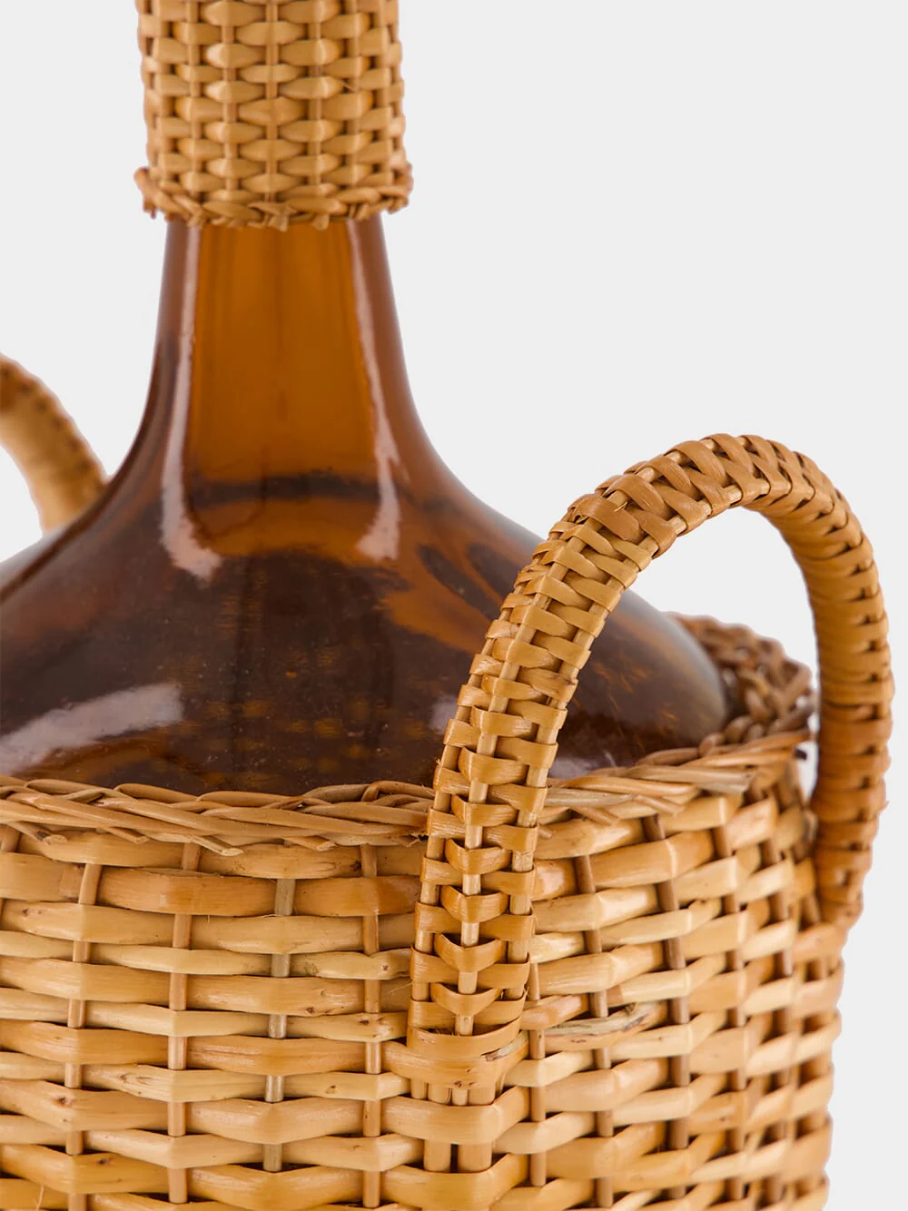 Handmade Camacha Natural Wicker Large Glass Flask - Image 5