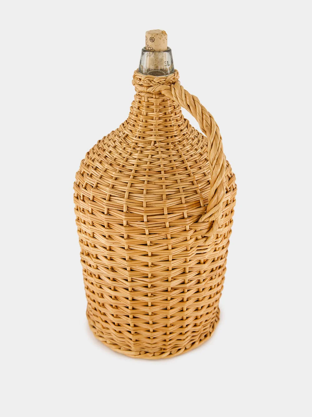 Handmade Camacha Natural Wicker Large Glass Flask - Image 2