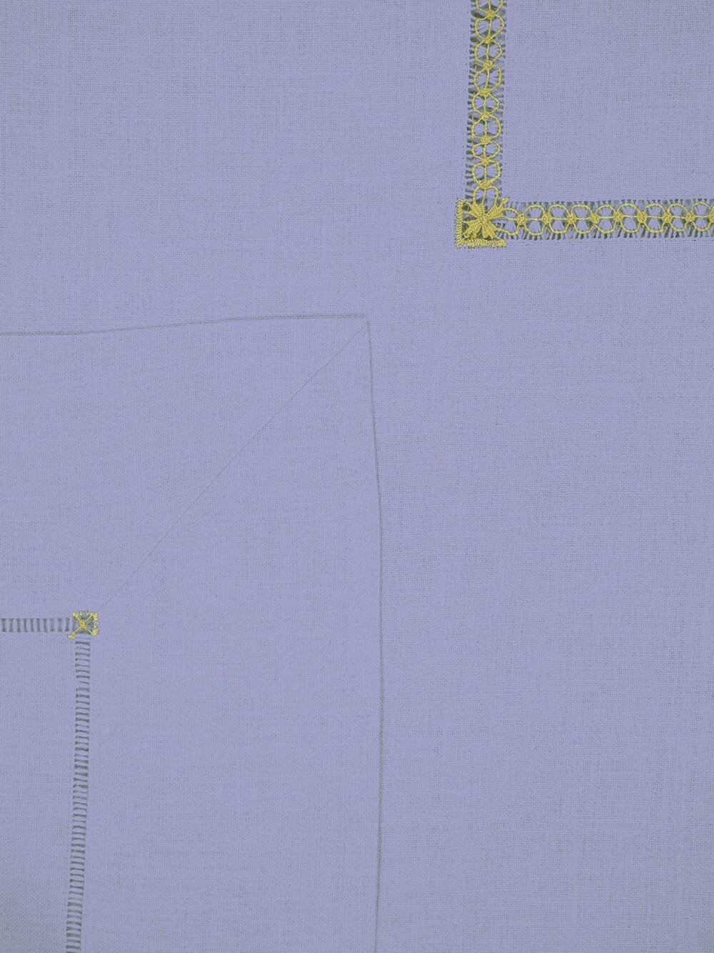 Hand-Embroidered Maria Blue Linen with Green Embroidery Tablecloth - Image 3