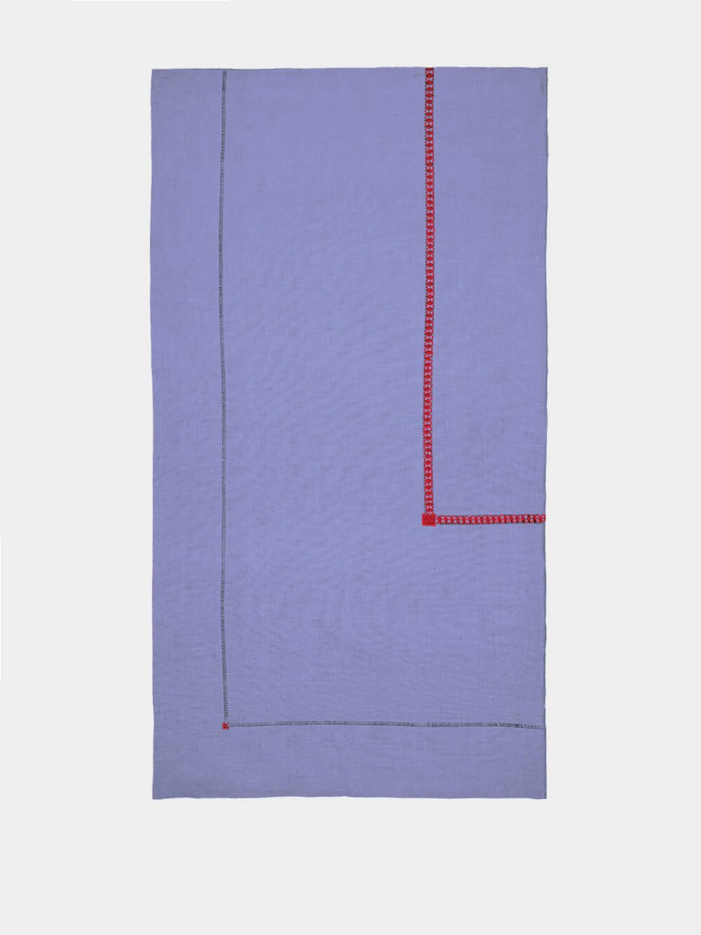 Hand-Embroidered Maria Blue Linen with Red Embroidery Tablecloth