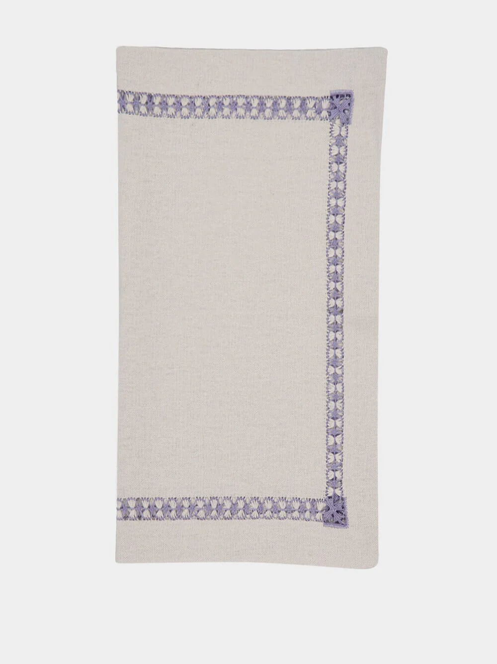 Hand-Embroidered Maria Ice Blue Linen with Blue Embroidery Napkin - Image 2