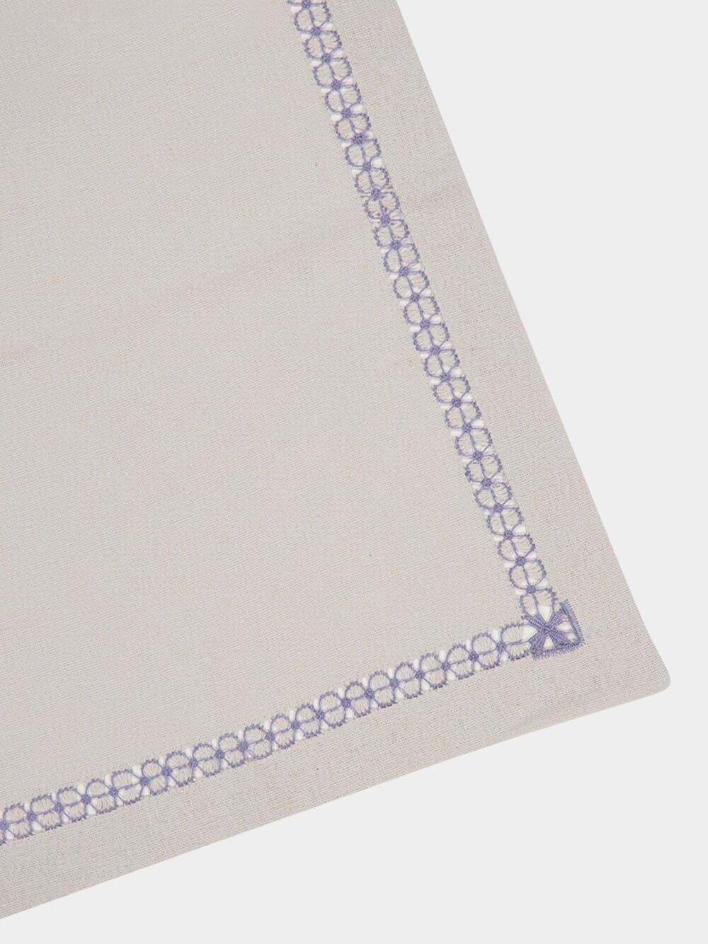 Hand-Embroidered Maria Ice Blue Linen with Blue Embroidery Napkin - Image 3