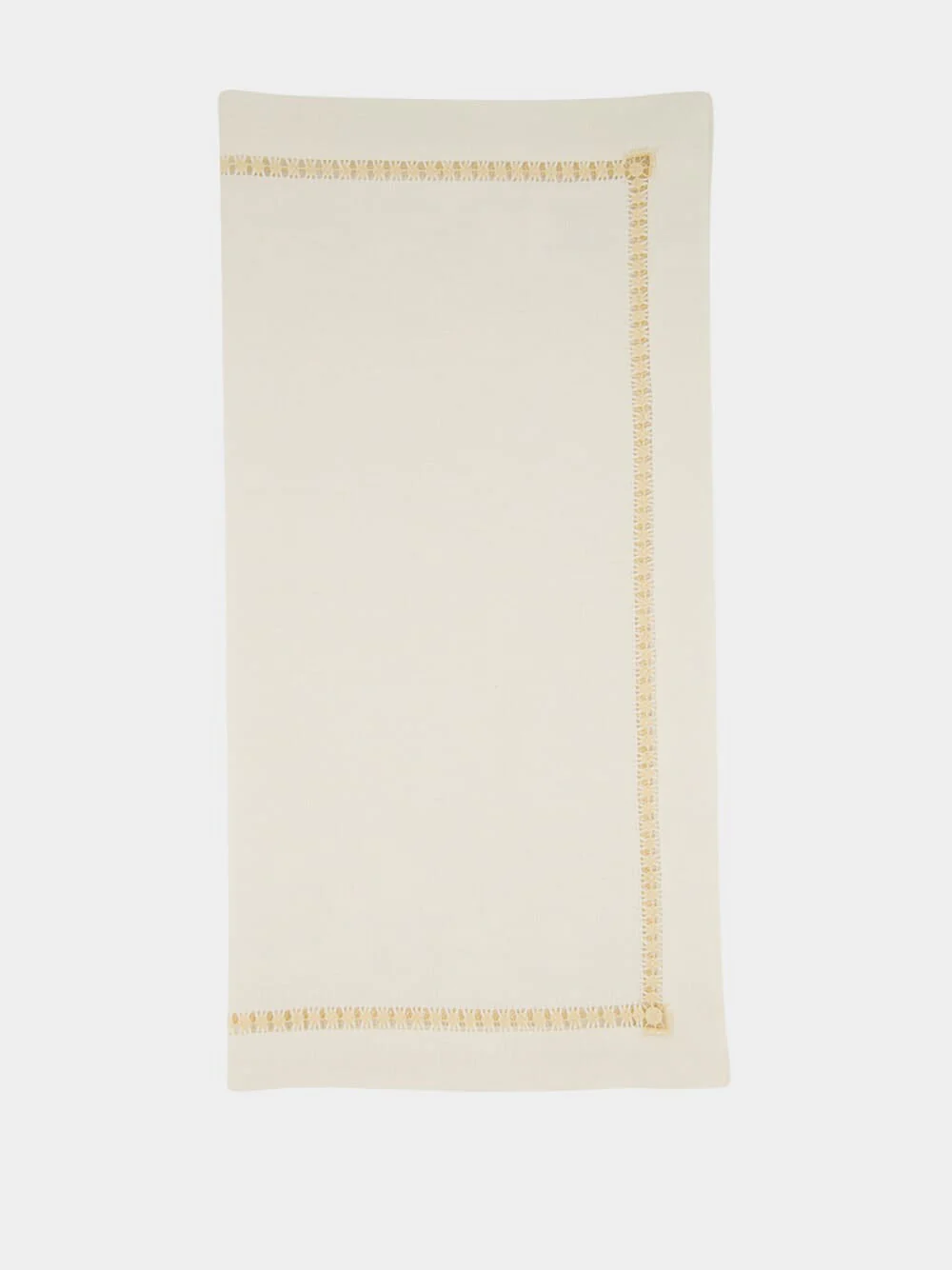 Hand-Embroidered Maria White Linen with Ivory Embroidery Napkin - Image 2