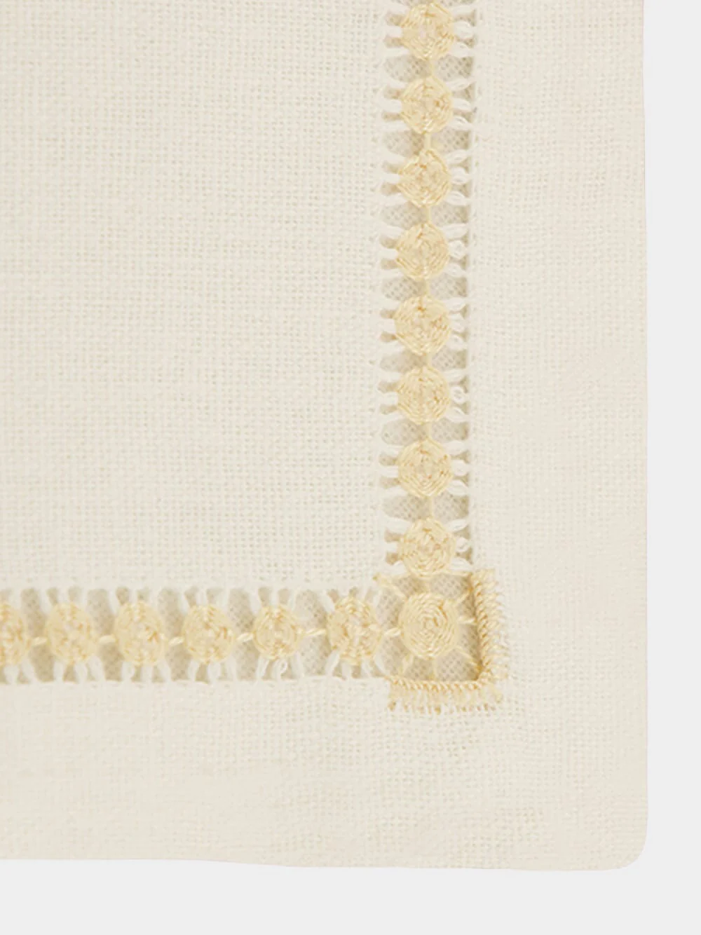 Hand-Embroidered Maria White Linen with Ivory Embroidery Napkin - Image 3