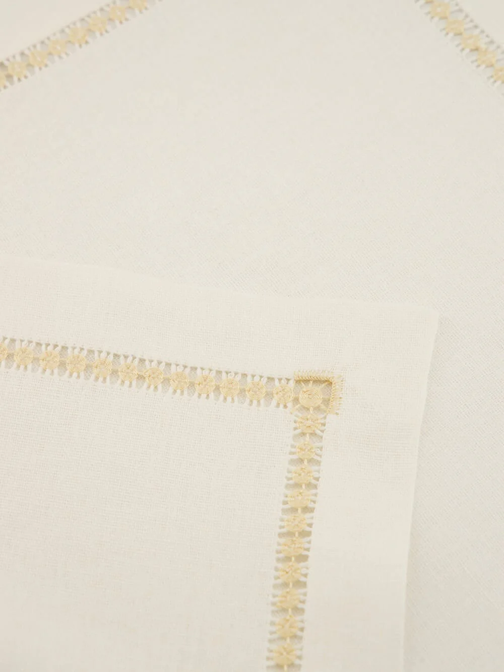 Hand-Embroidered Maria White Linen with Ivory Embroidery Placemat - Image 3