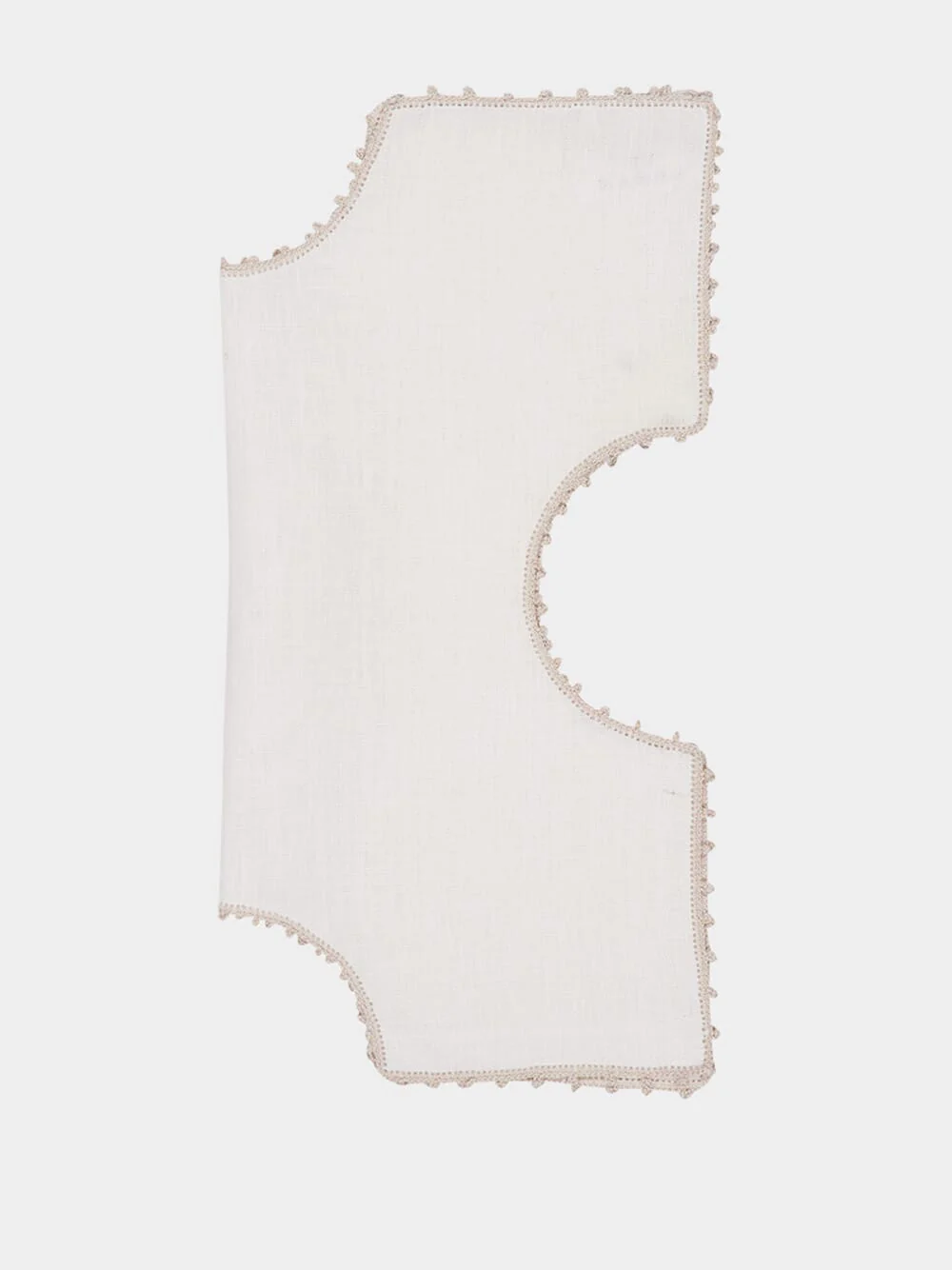 Hand-Embroidered Teresa White Linen With Ivory Crochet Bread Basket Cloth - Image 2