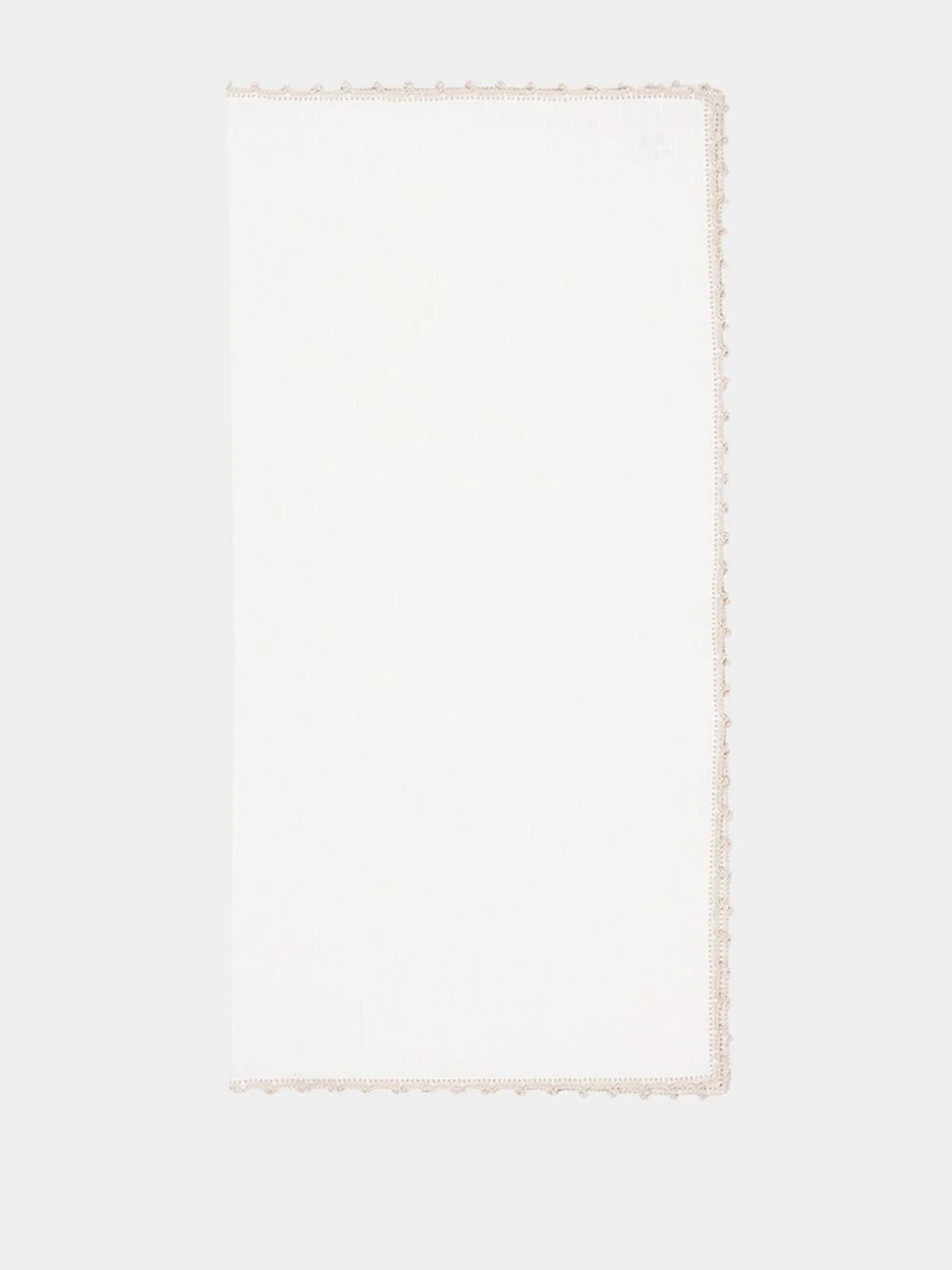 Hand-Embroidered Teresa White Linen with Ivory Crochet Napkin - Image 2