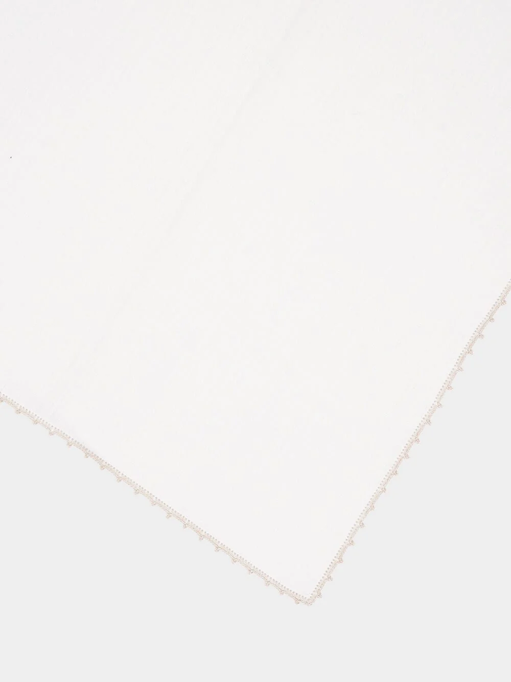 Hand-Embroidered Teresa White Linen with Ivory Crochet Napkin - Image 3