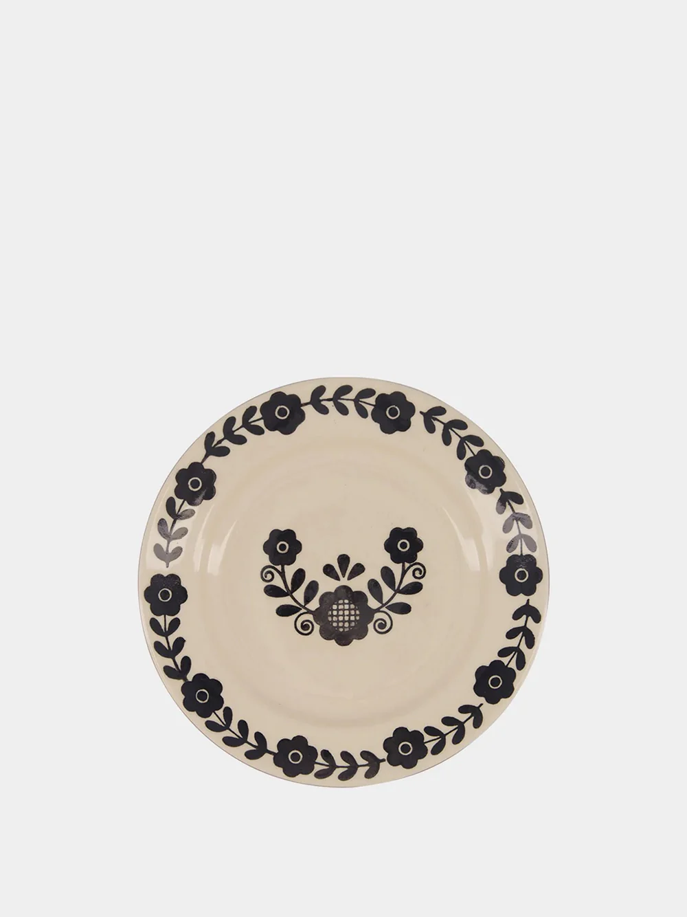 Hand-Painted Viana Black Stoneware Dessert Plate - Image 2