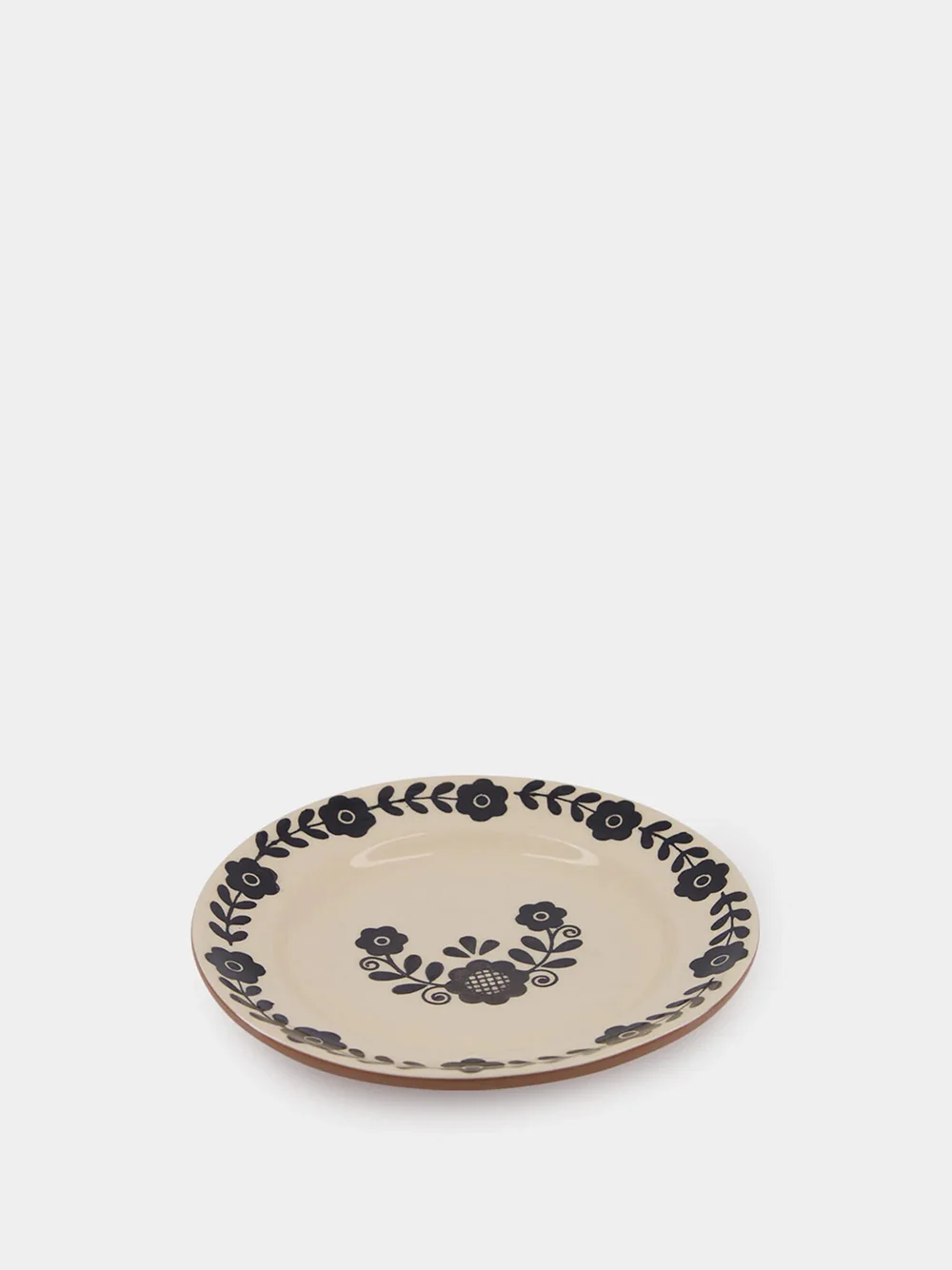 Hand-Painted Viana Black Stoneware Dessert Plate - Image 3