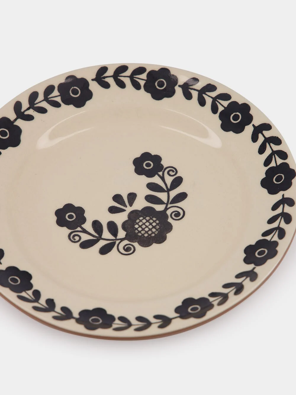 Hand-Painted Viana Black Stoneware Dessert Plate - Image 5