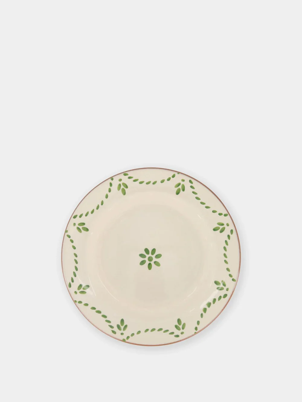 Hand-Painted Viana Green Stoneware Dessert Plate