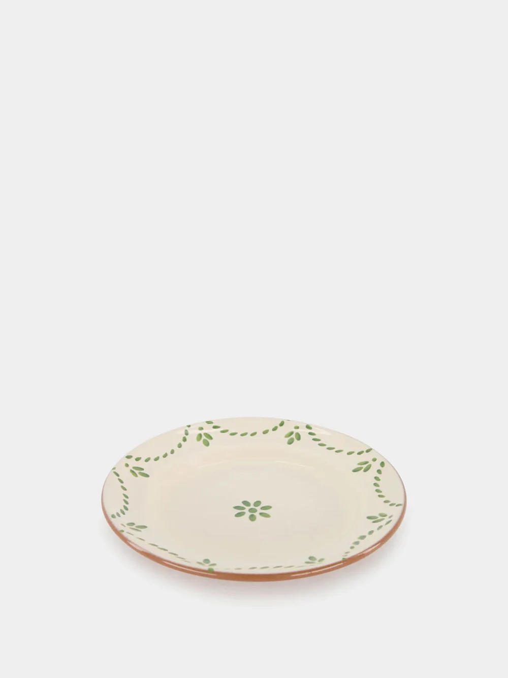 Hand-Painted Viana Green Stoneware Dessert Plate - Image 3