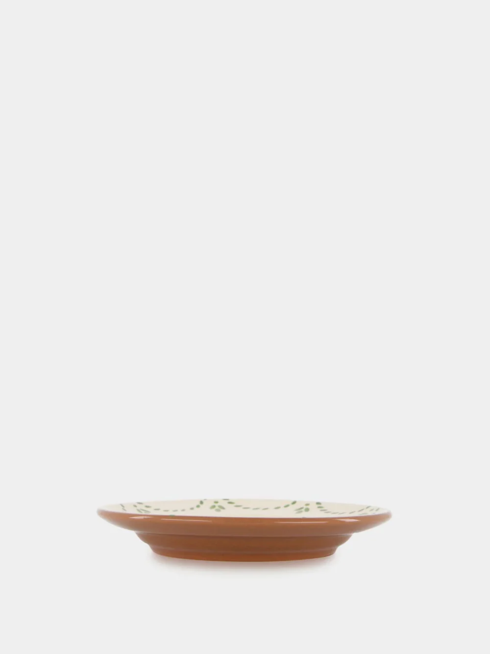 Hand-Painted Viana Green Stoneware Dessert Plate - Image 4