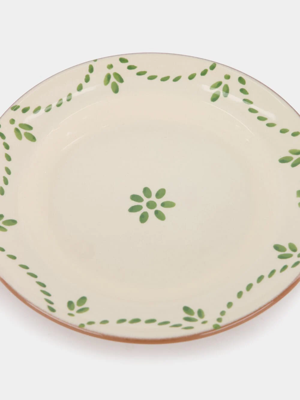 Hand-Painted Viana Green Stoneware Dessert Plate - Image 5