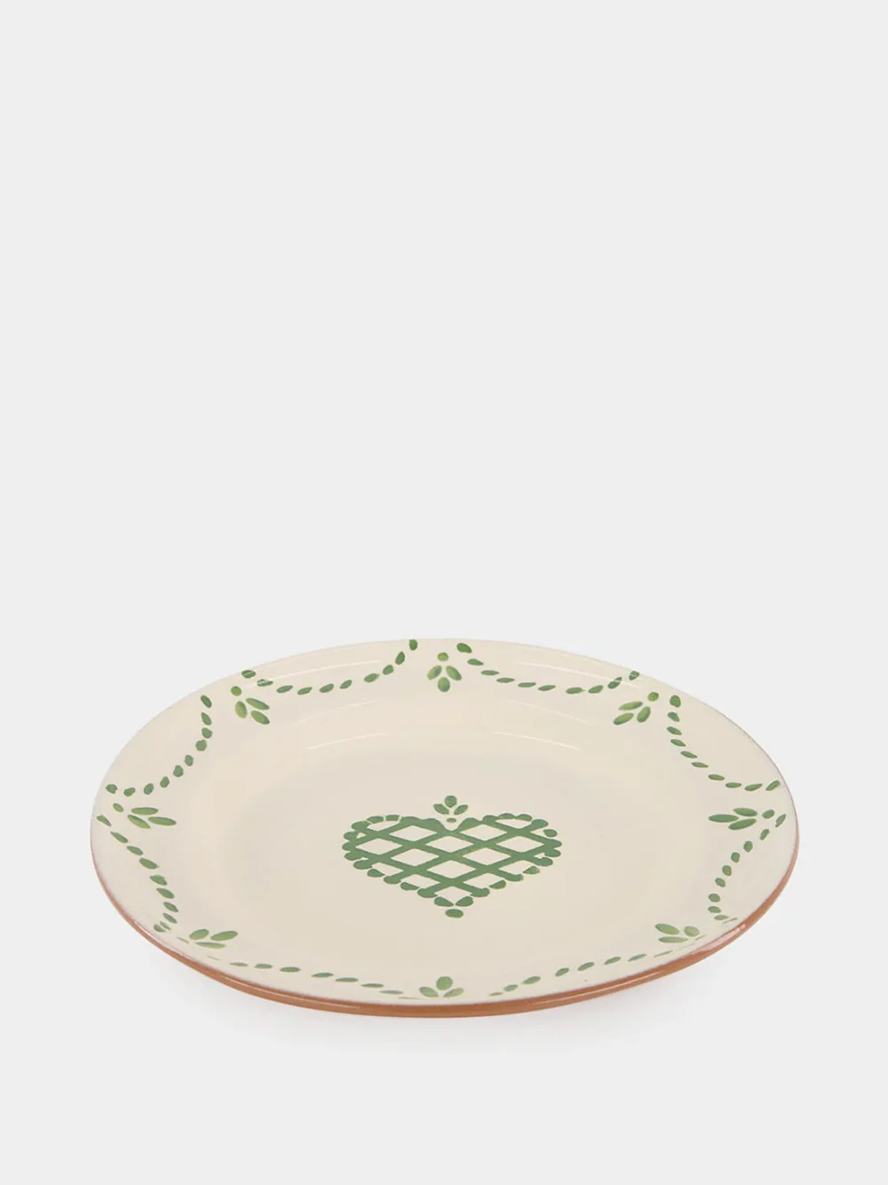 Hand-Painted Viana Green Stoneware Dinner Plate - Image 3
