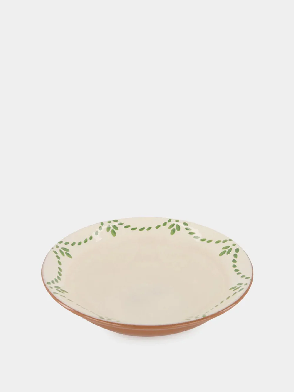 Hand-Painted Viana Green Stoneware Soup Plate - Image 2