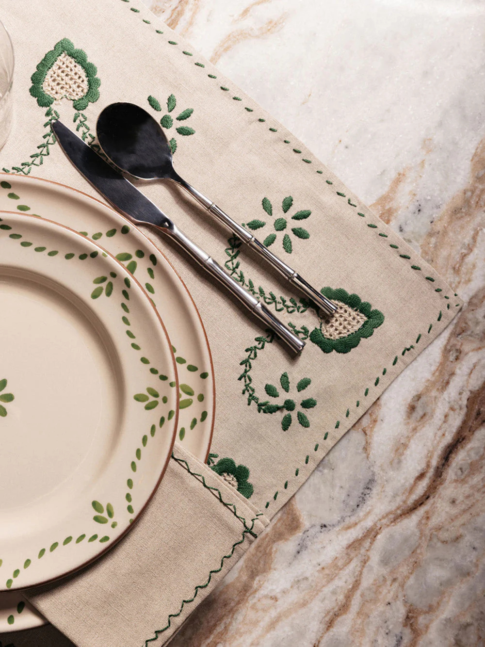 Hand-Painted Viana Green Stoneware Soup Plate - Image 5
