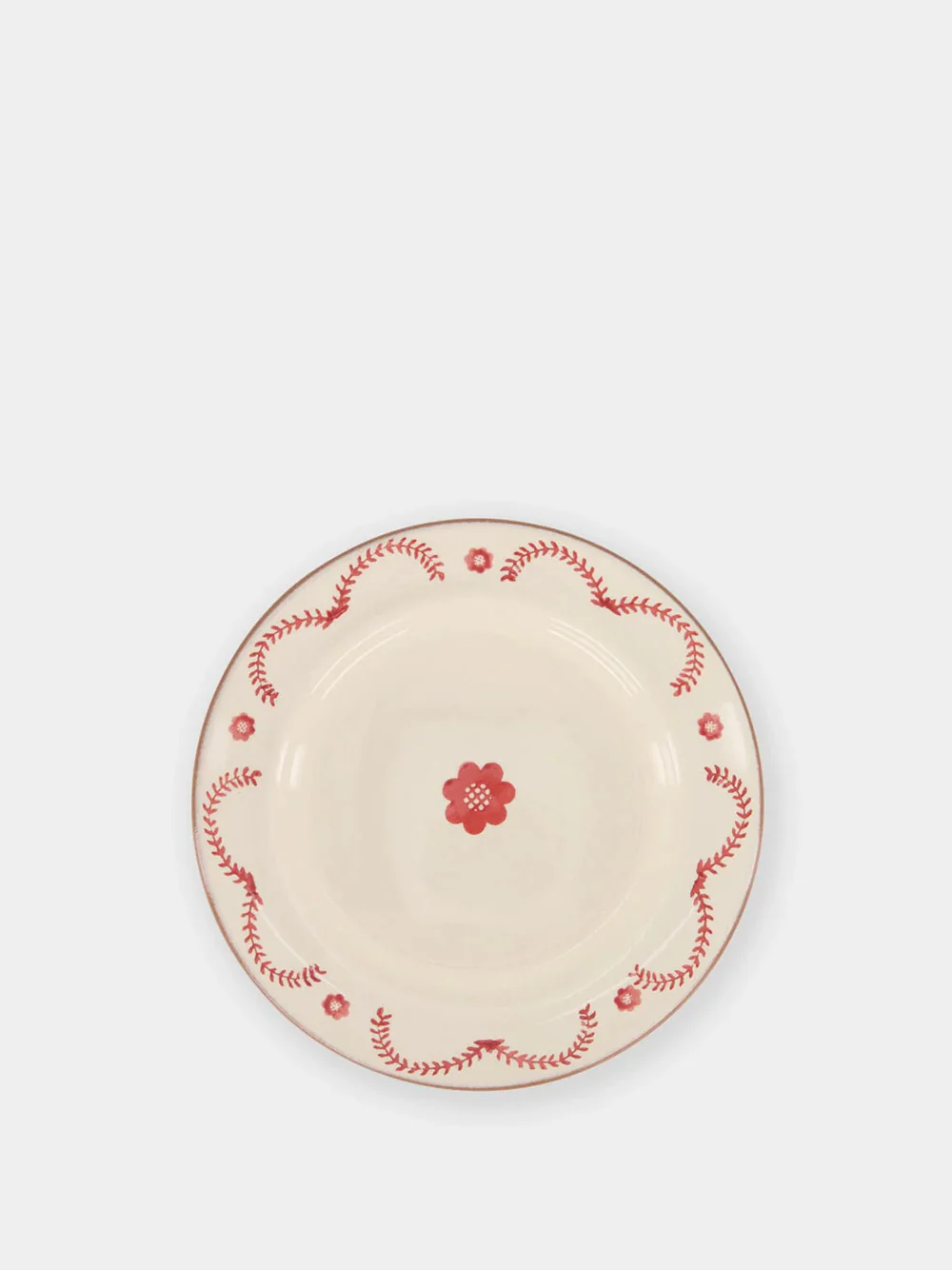 Hand-Painted Viana Red Stoneware Dessert Plate - Image 2