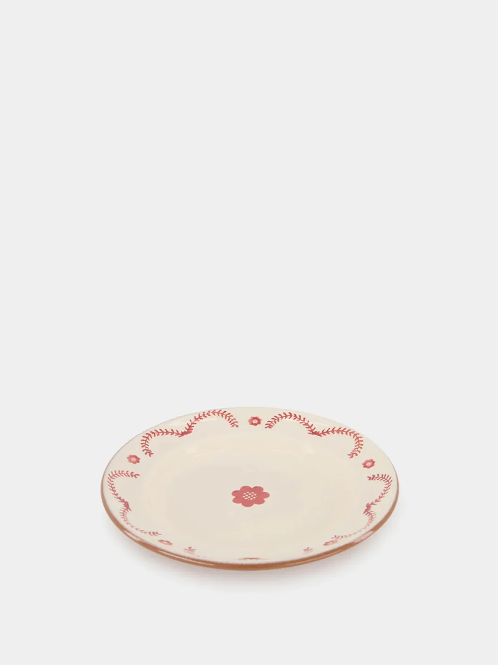 Hand-Painted Viana Red Stoneware Dessert Plate - Image 3