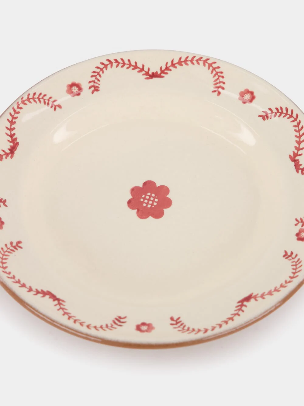 Hand-Painted Viana Red Stoneware Dessert Plate - Image 5
